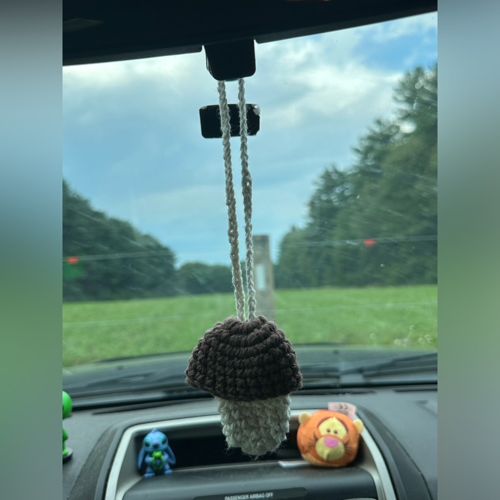 Crochet mushroom hangers/ chapstick holders